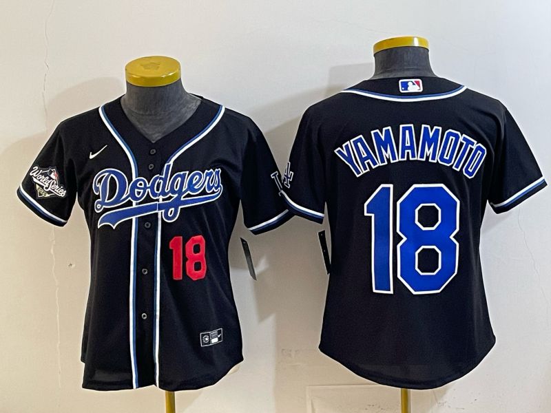 Youth 2026 Los Angeles Dodgers #18 Yamamoto Black Game Nike MLB Jersey style 008